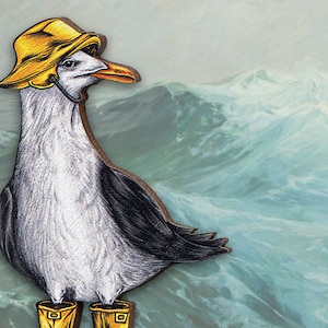 Mal tiempo + Broche de gaviota, botas de agua, regalo de pájaro, joyería vintage hipster de animales