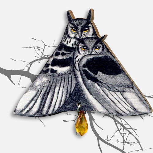 Wooden Brooch Pin Vintage walk on the WILD Side Etsy