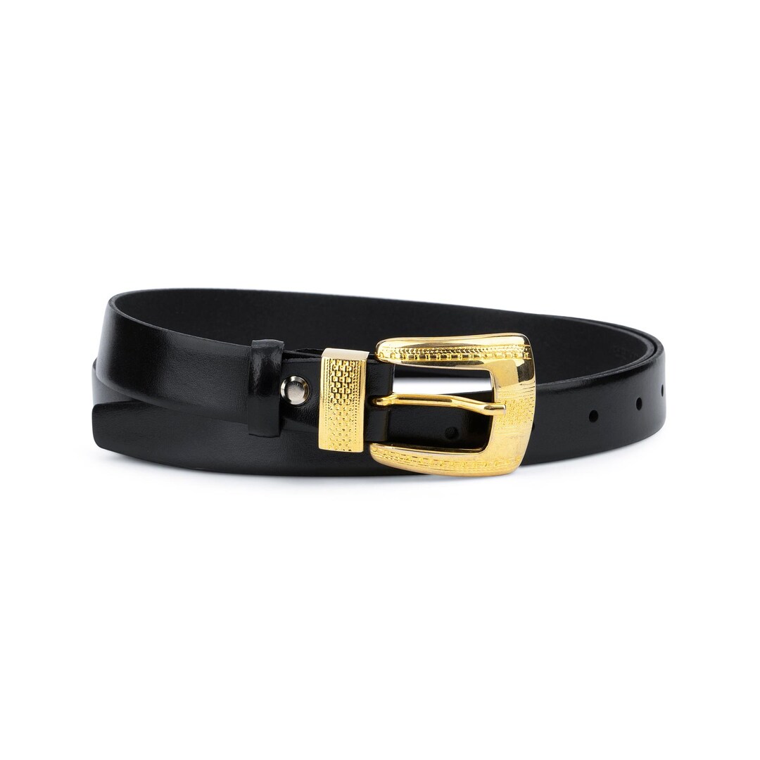 Black Belt Gold Buckle Western Belts for Women Western Belts With