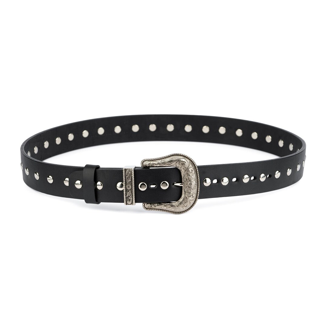 Studded Western Belt Western Belts for Men Full Grain Leather Belt