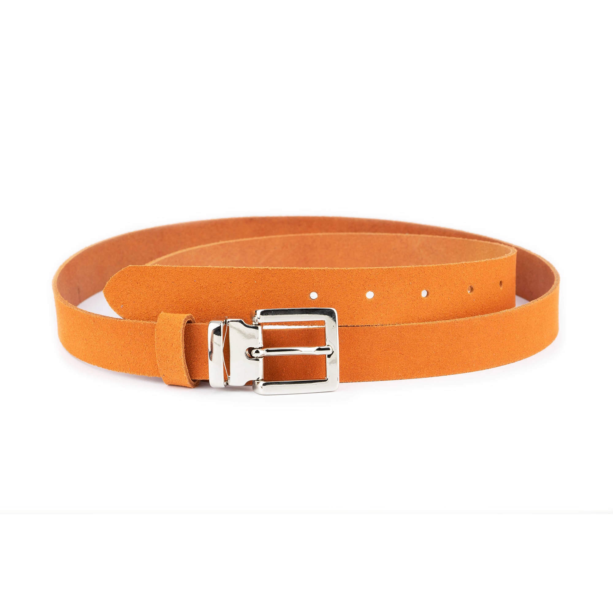 Elegant Orange Leather Belt with Silver Buckle Logo Belt - Silver/Orange main image 3