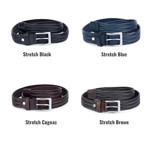Braided Stretch Belt - Braided Belt - Woven Leather Mens Belt - Stretch Leather Belt - Mens Elasticated Belt - Mens Stretch Belts