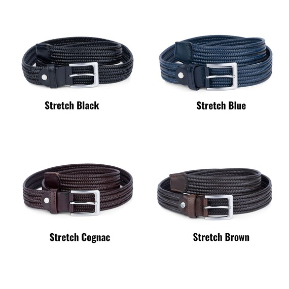 Cintura Elastica Intrecciata In Vera Pelle Unisex, Senza Fori, Lunga 120 Cm, Larga 3,5 Cm, Fibbia Metallo - 6