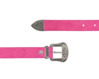 Diesel Pink Leather Belt Only the Brave Tooled Design Blue  display picture 2