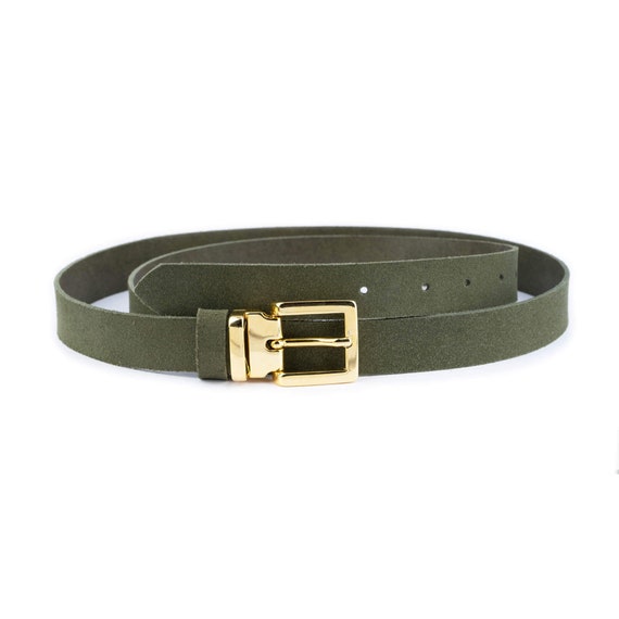 B-LOW THE BELT Women\'s Olive Green Leather Belt Size Medium Double Eyelet 61aTL+kxvpL._AC_UY350_.jpg main image 2