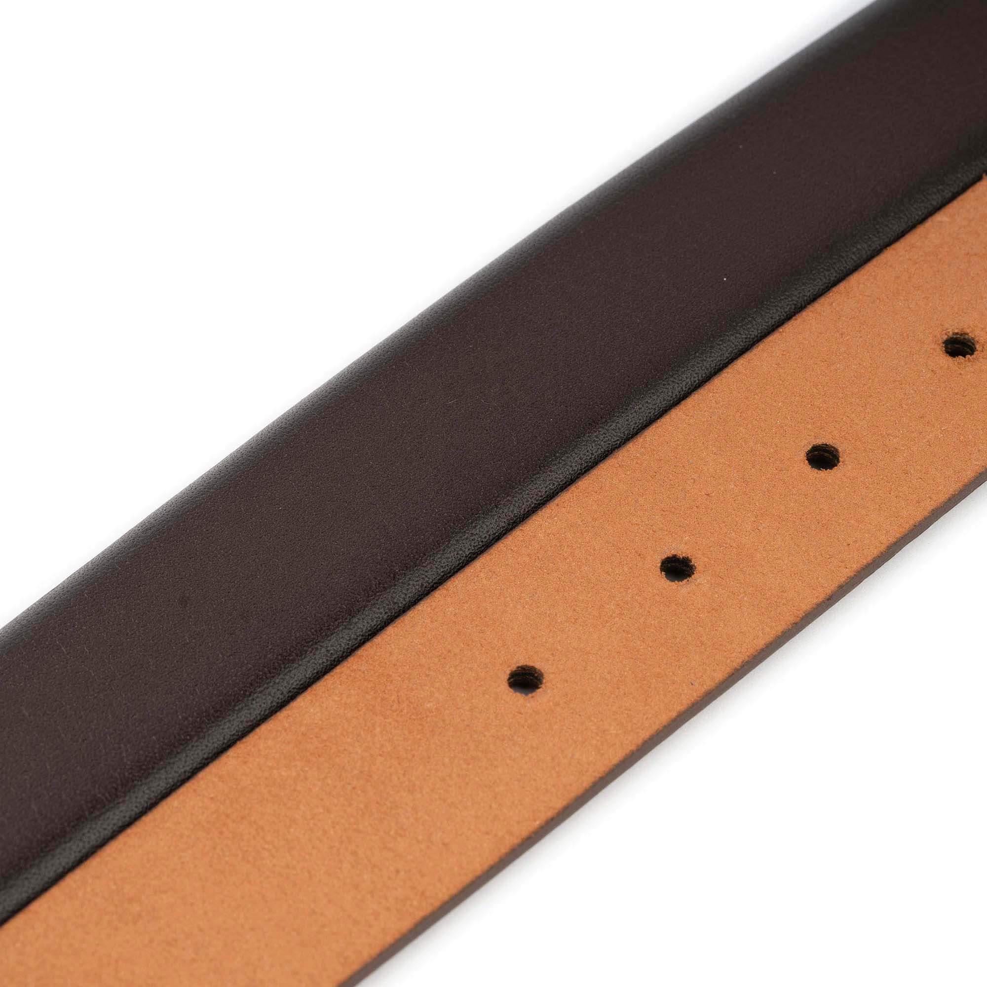 Sangle De Ceinture En Cuir Marron 3 Cm - Réglable à Cliquet, Sans Boucle - Remplacement Pour Boucle Existante - Unisexe - 7
