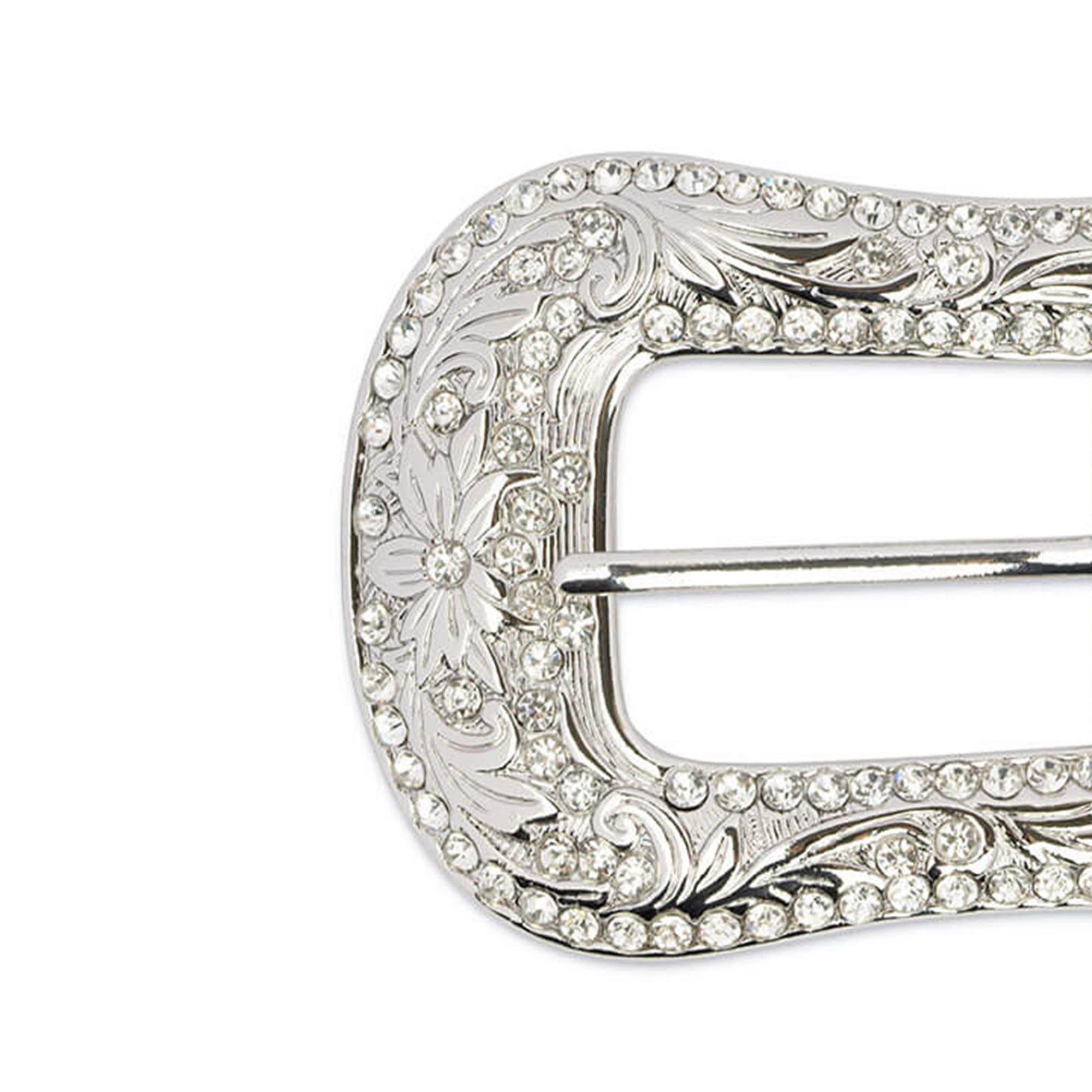 Genuine leather western belt in white with silver hardware and rhinestones! JIARY Rhinestone Belts Women,Fashionable Crystals Design  main image 2
