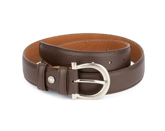 Lodis Brown Leather Belt With Chain Detail Buckle, Genuine  display picture 3