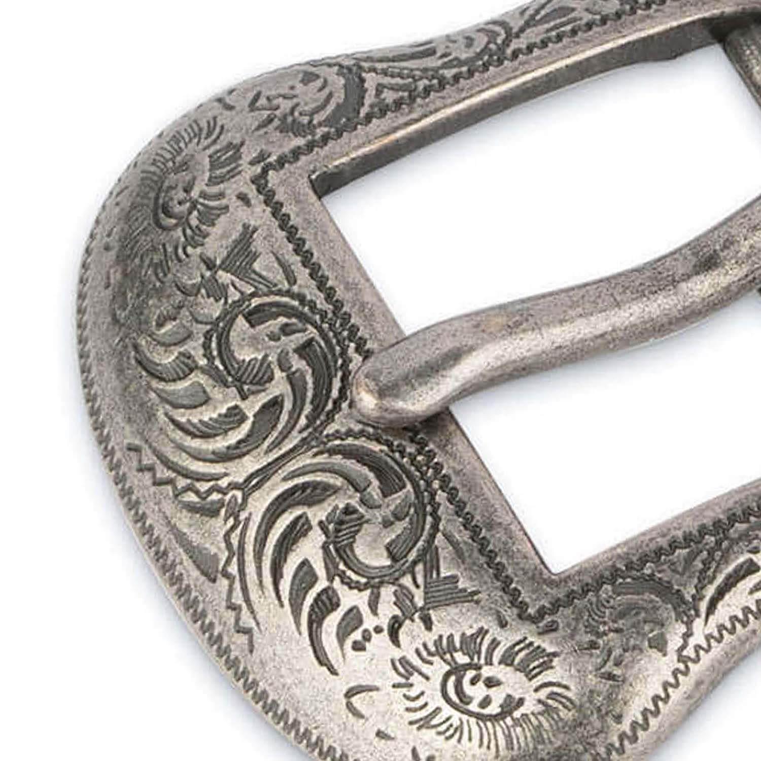 Cintura Cowboy In Vera Pelle Di Lucertola &ndash; Colore Cognac &ndash; Con Fibbia Argento &ndash; El Presidente
