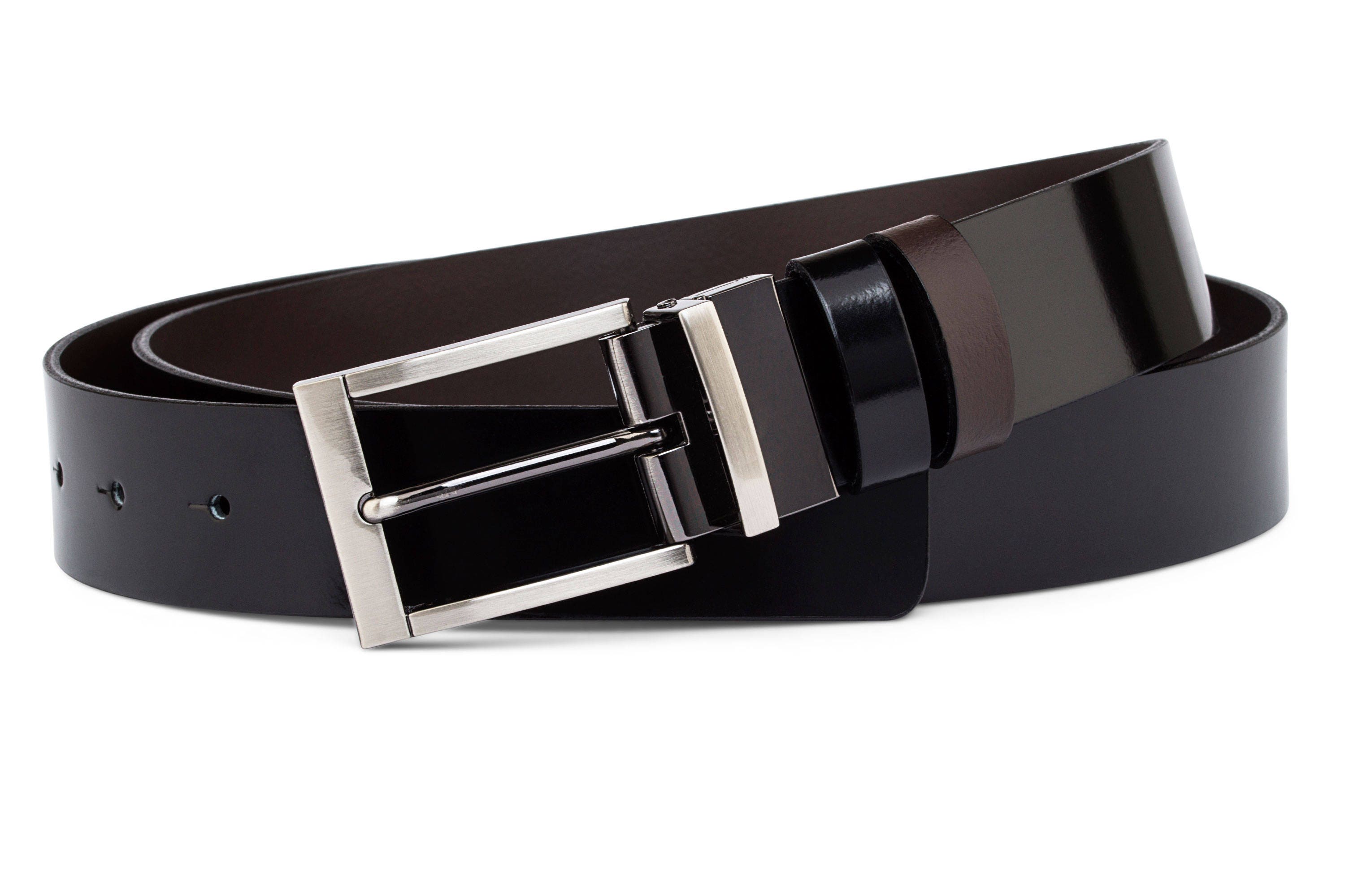 BOSS - Reversible belt in Italian leather with monogram buckle