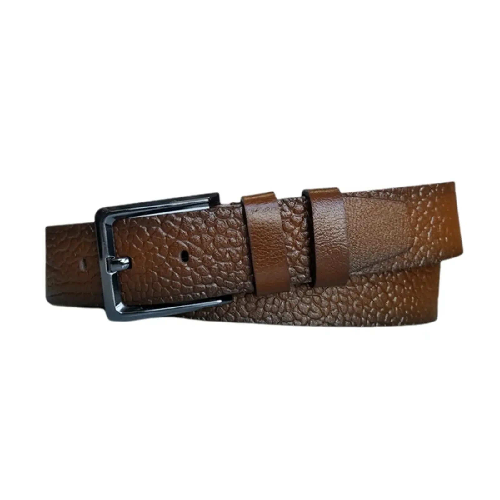 Cintura Da Uomo In Vera Pelle Jeans Casual Con Fibbia Classica Nera