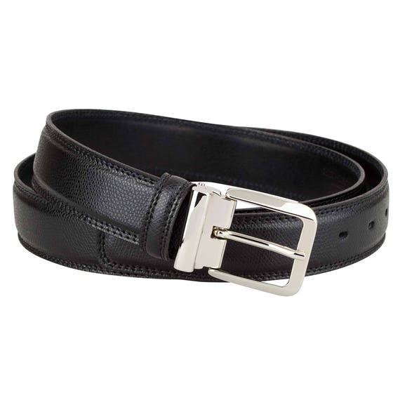 3 cm Saffiano Leather Belt in Black Men/'s belts Classic dress Made in Italy