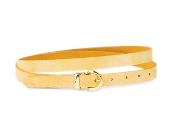 Michael Kors Yellow Leather Belt With Gold Buckle for Women  display picture 2