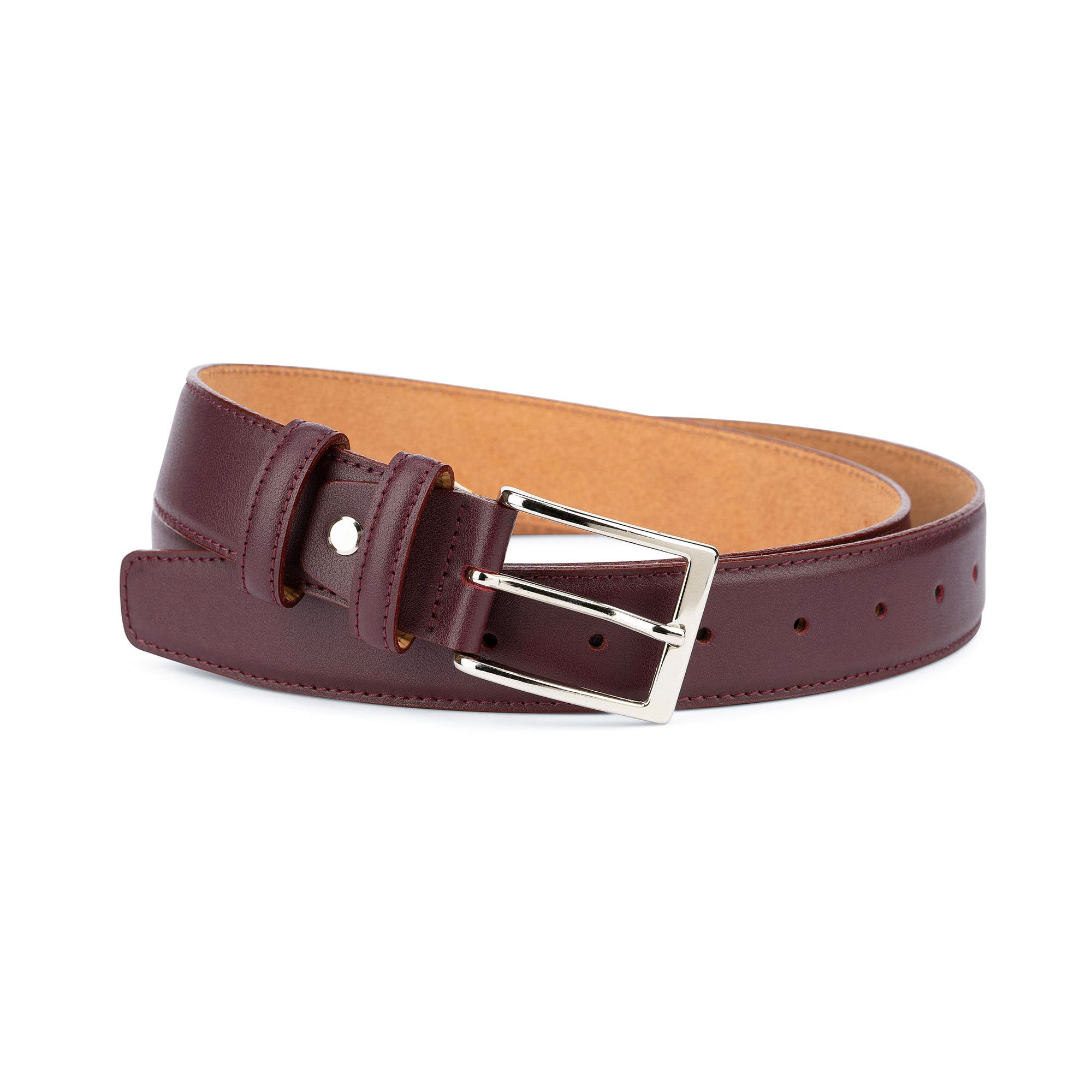 Burgundy Belt Mens Leather Belts Italian Calfskin Red Womens