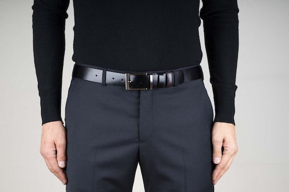 Reversible Belt Mens Leather Belts Black Brown Mens Belts Gunmetal