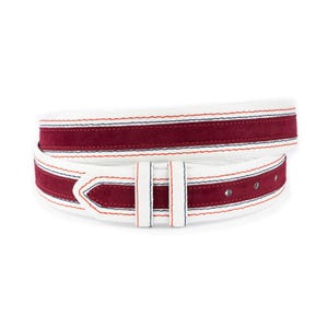 Correia de cinto masculina para fivelas de couro branco com camurça bordada substituição final cortada correia de cinto ajustável 38 mm