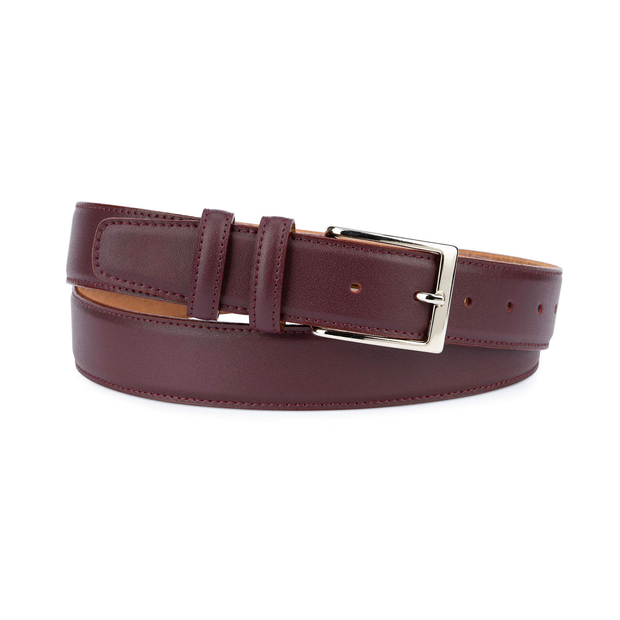 Mens burgundy leather dress best sale belts
