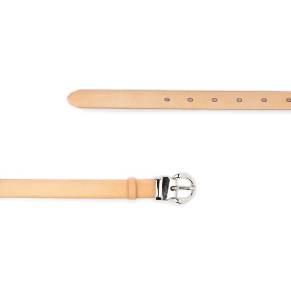Womens Classic Leather Belt in Natural Nickel Buckle Ladies  display picture 1