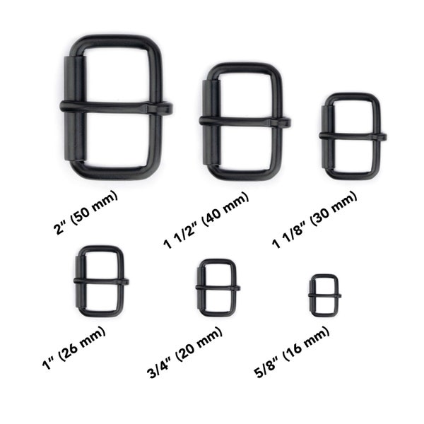 Black Roller Buckle - Steel Roller Belt Buckle - All Sizes - Dog Collar Buckles - Hardware Supply - Heel Roller Buckle Handbag Bag