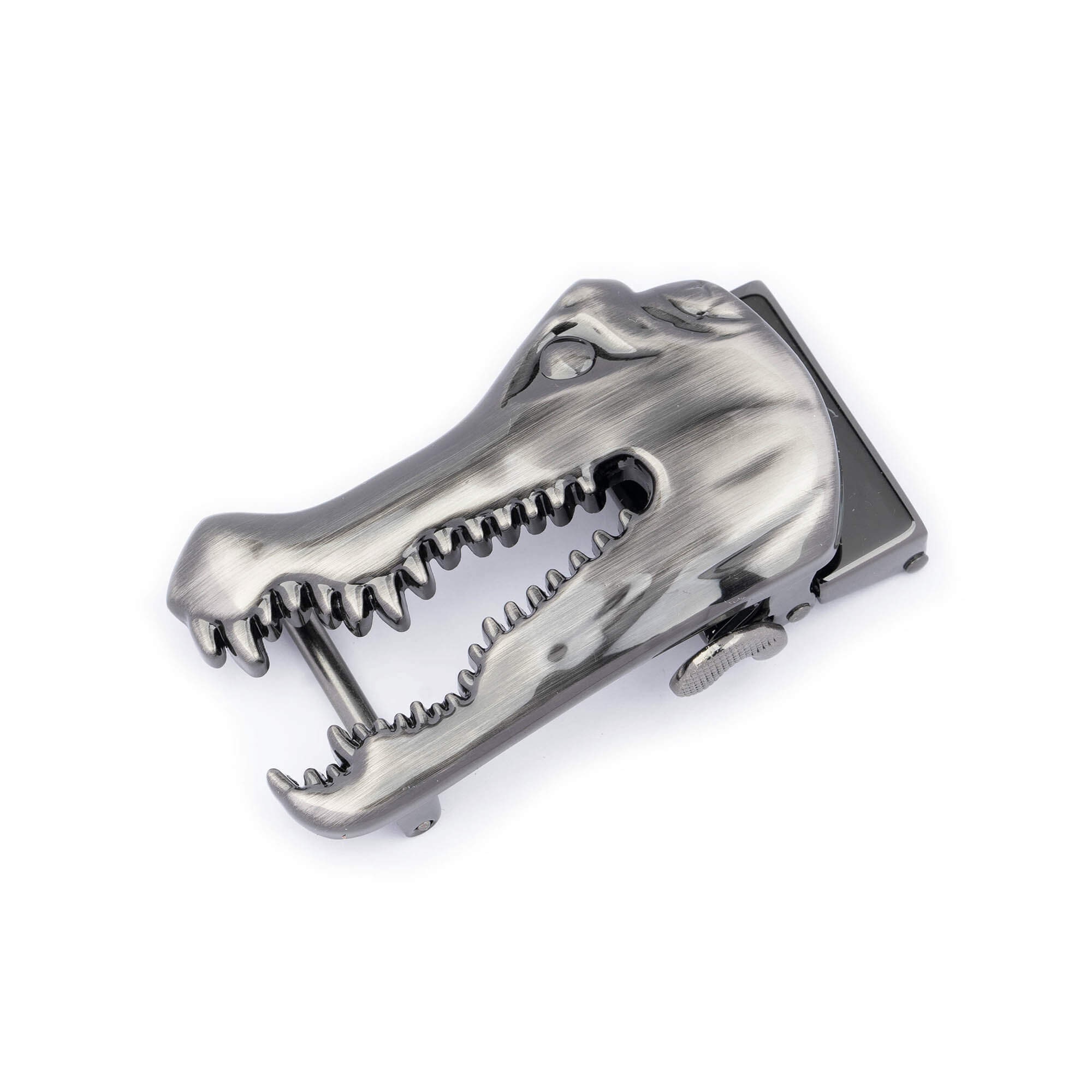 Fashion Auto Belt Buckle Croco Head Gunmetal Gray Slide Automatic Click