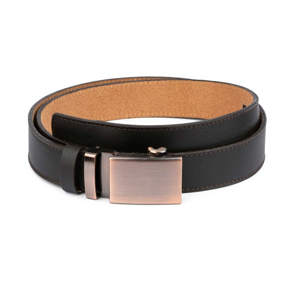 Ratchet Mens Black Belt Automatic Buckle Belts Genuine Leather