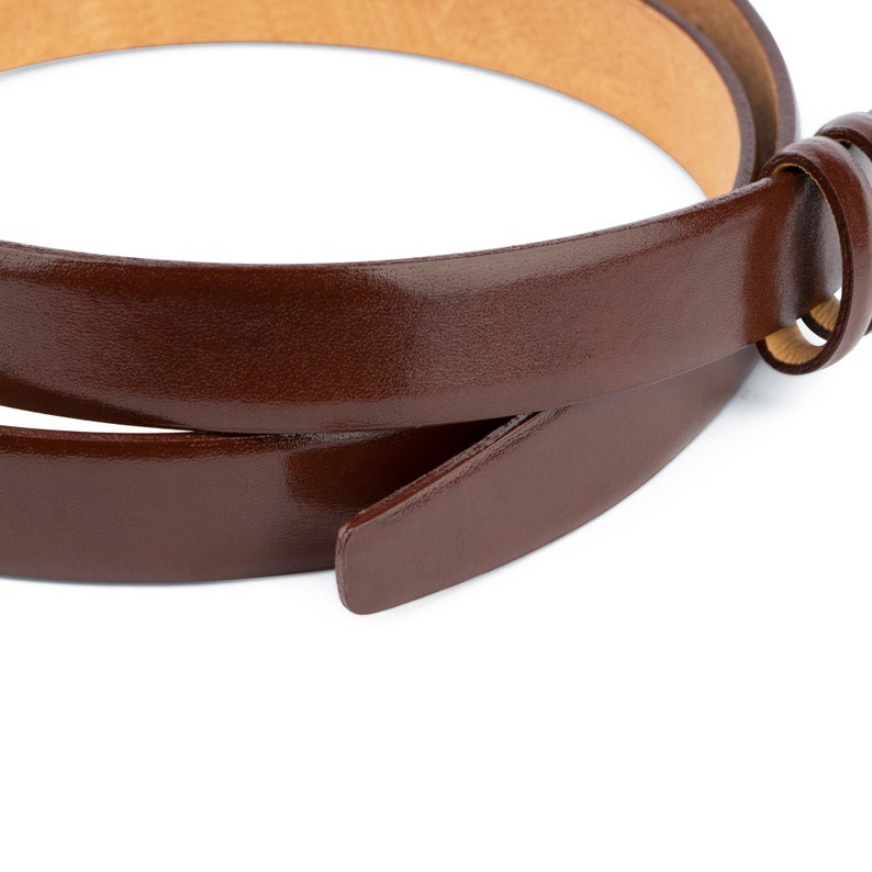 Brown Leather Belt With No Buckle 1 Inch Mens Belts for Etsy
