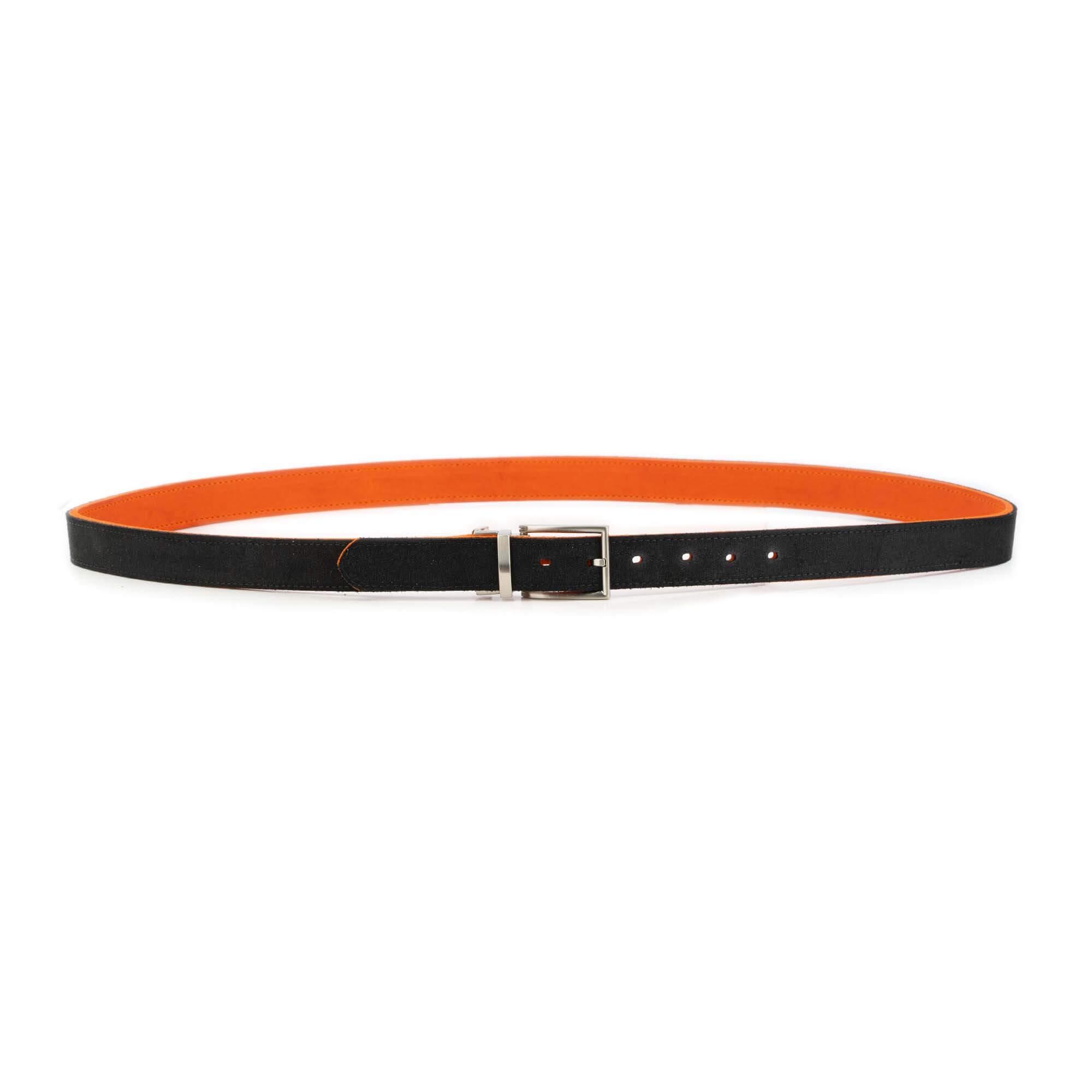 Orange Mens Reversible Belt Italian Silver Buckle Gents 