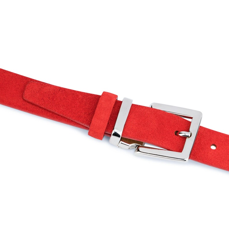 Thin Red Suede Leather Belt Womens Belts Bright Red Belt - Etsy