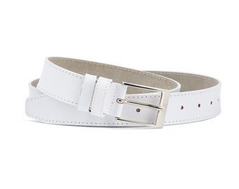 Mens white leather belt Belts for Men White belt golf Wedding belt Genuine leather Golf belts 1 3/8"
