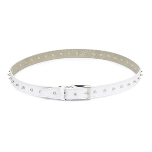 Studded Vintage Style Japanese Brand White Leather Belt
