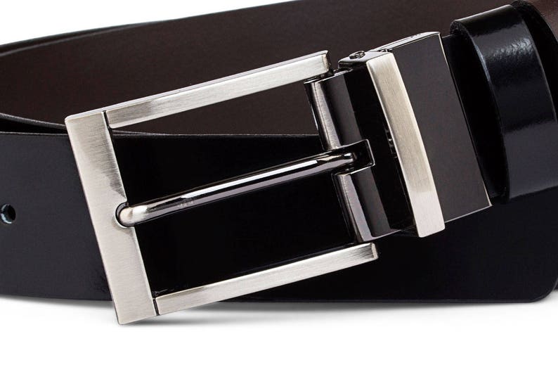 Mens Reversible Belt Black Patent Leather Belt Classic Belts Etsy