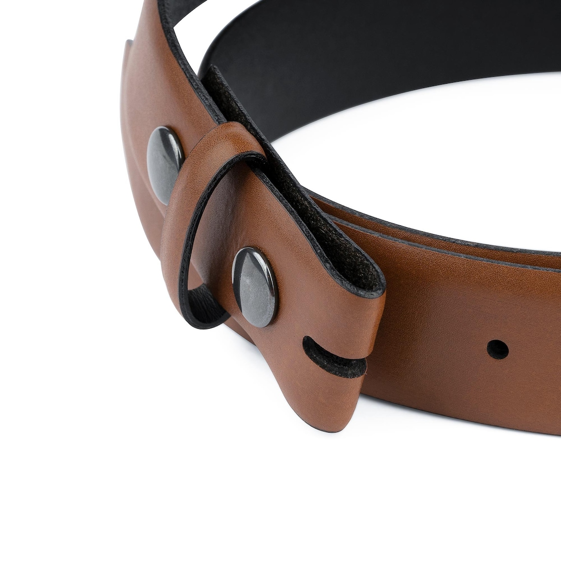 Brown leather belt No buckle Mens belts for buckles Snap on 1 Etsy