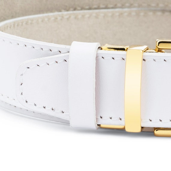Cintura Donna In Pelle Vegan Con Doppia Fibbia Dorata | Crema-Bianco, Larghezza 2,8 Cm