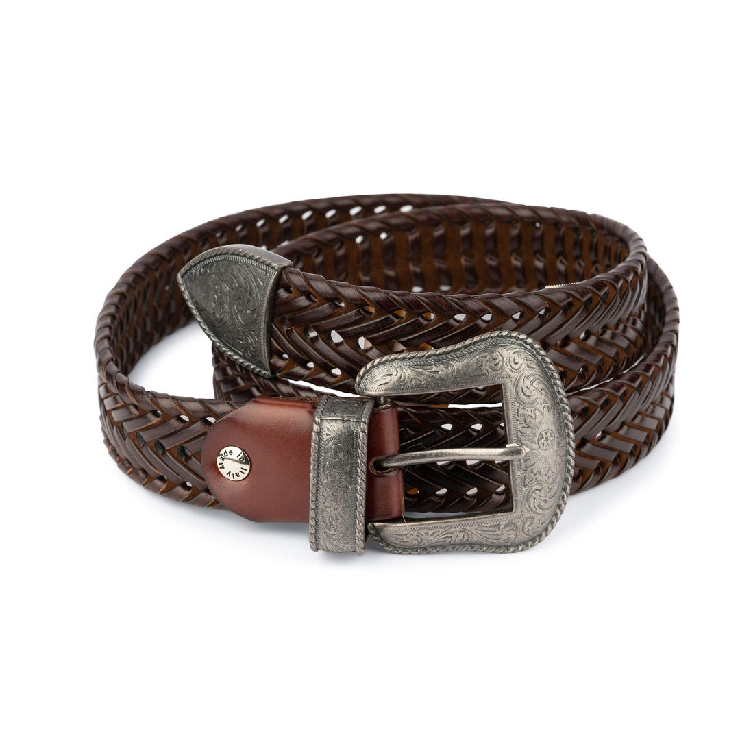 Brown Western Belts for Men Cowboy Belts Mens Woven Etsy