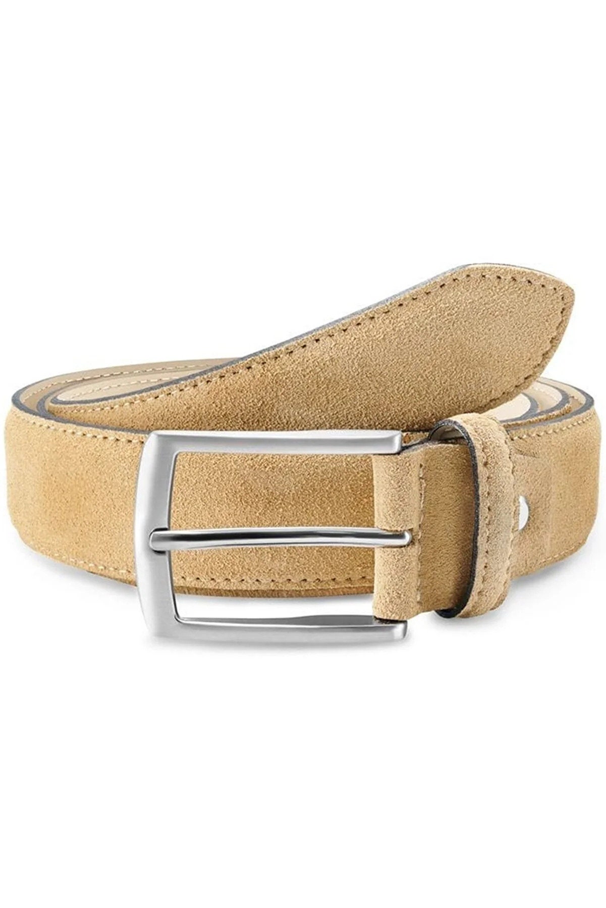 Gents Belt Beige Suede Leather Genuine Leather Dress Mens