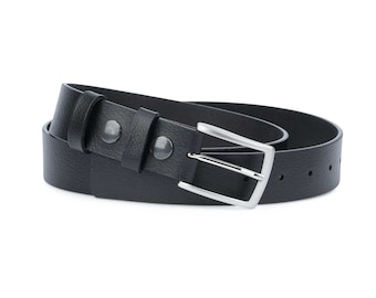 Mens leather belt Belt with removable buckle Black leather belt Belt interchangeable buckle Mens belts Snap on buttons