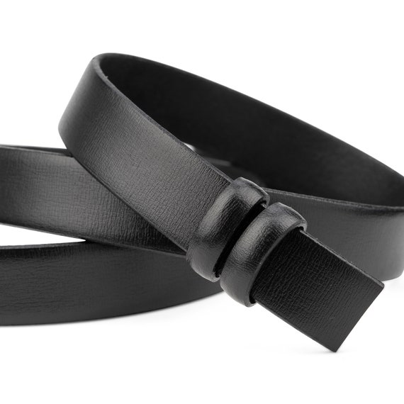 Thin Leather Belt Smooth Black 1 inch Wide Mens Womens Unisex Dress classic 38" 