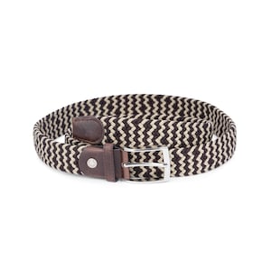 Mens Stretch Belts - Brown Gray Belt - Man Elastic Belt - Woven Belt Men&#39;s - Braided Belt - Braided Stretch Belt - Multicolor Belt