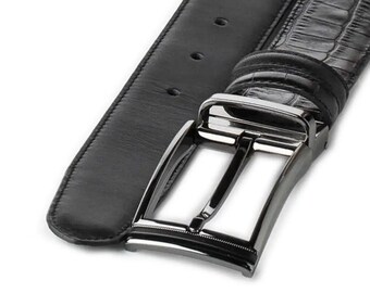 Ceinture Ajustable En Cuir De Crocodile Véritable Couleur Cuir Mat - Foto 2