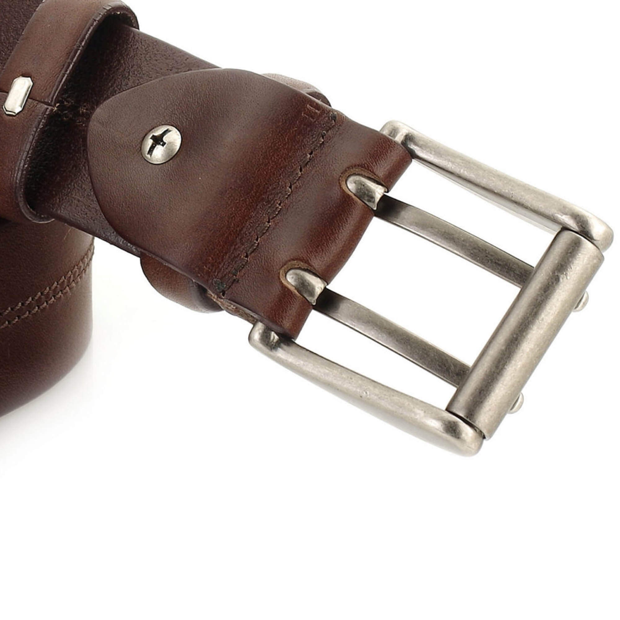 Dark Brown Two Hole Belt for Jeans Double Prong Heavy Duty 
