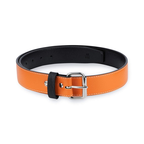 Vegan Leather Belt Vegan Belt Mens Orange Belt for Men Stainless