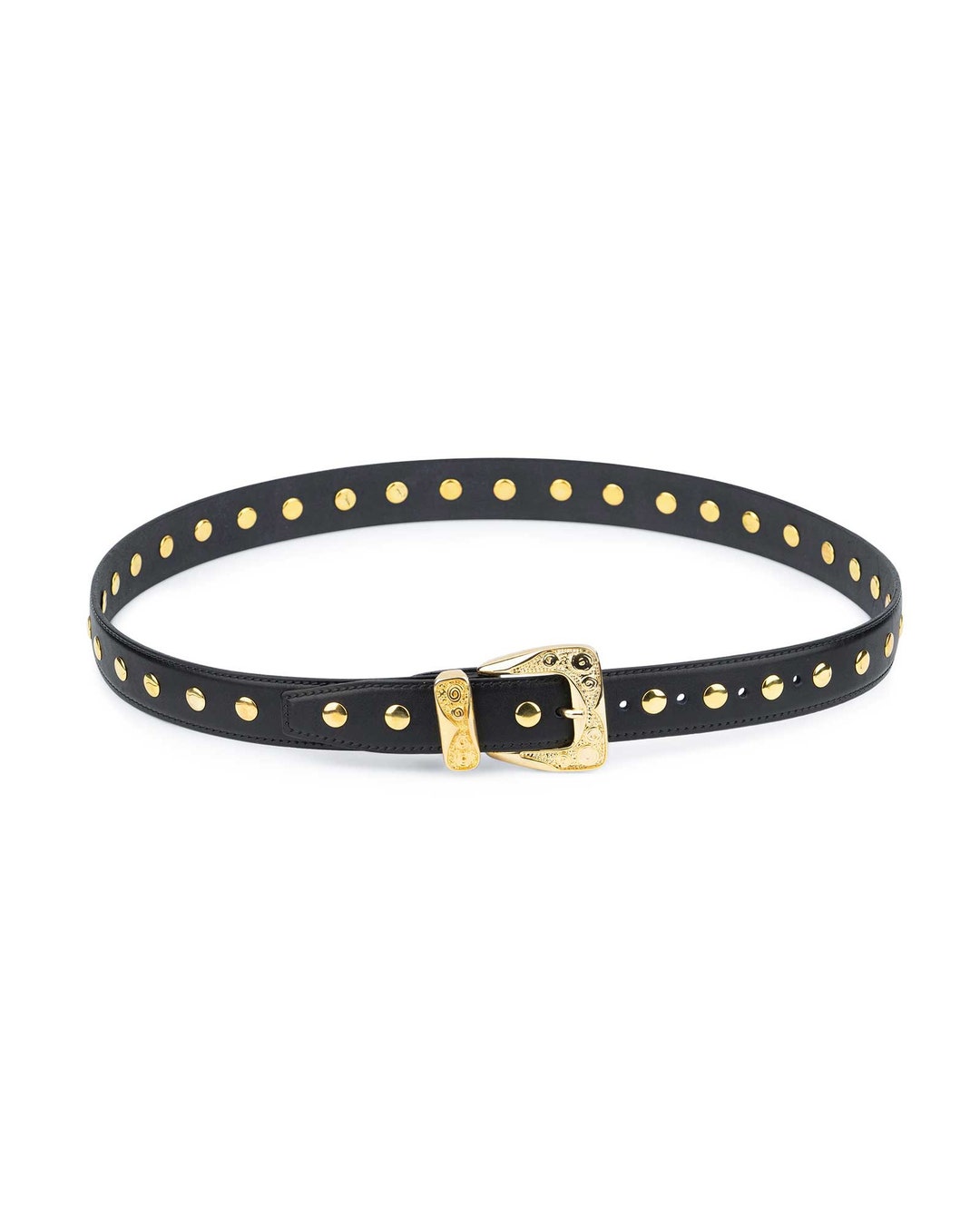 Gold Studded Belt Black Gold Studded Belt Studded Leather Belt Womens