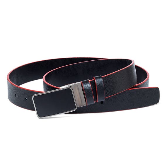mens black leather belt with black buckle