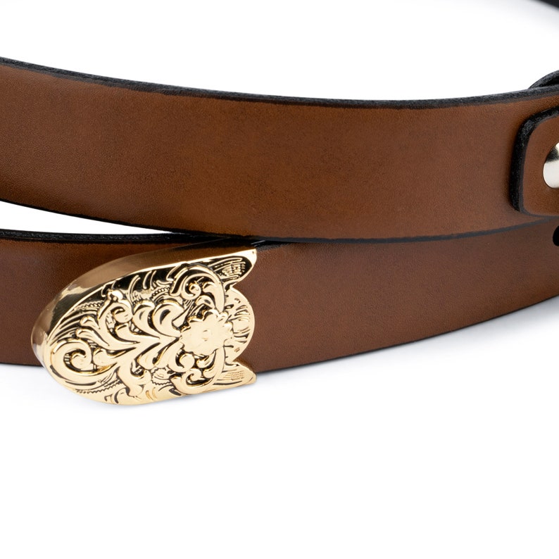 Western Belt Womens Brown Belt Gold Buckle Womens Belt Belt Etsy
