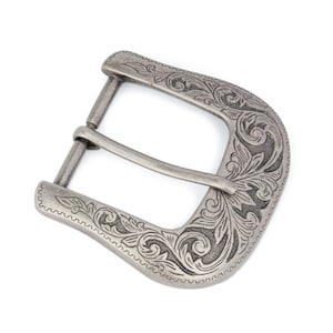 Western belt buckle Antique silver finish Floral engrave Fits belts up to 1 1/2&quot; (38 mm) Heavy solid