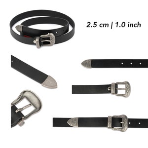 Western Belts for Men Mens Cowboy Belts Western Belts for Women Black Full Grain Leather Belt With Silver Buckle Cowgirl Belt Ladies 2.5 cm | 1.0 inch