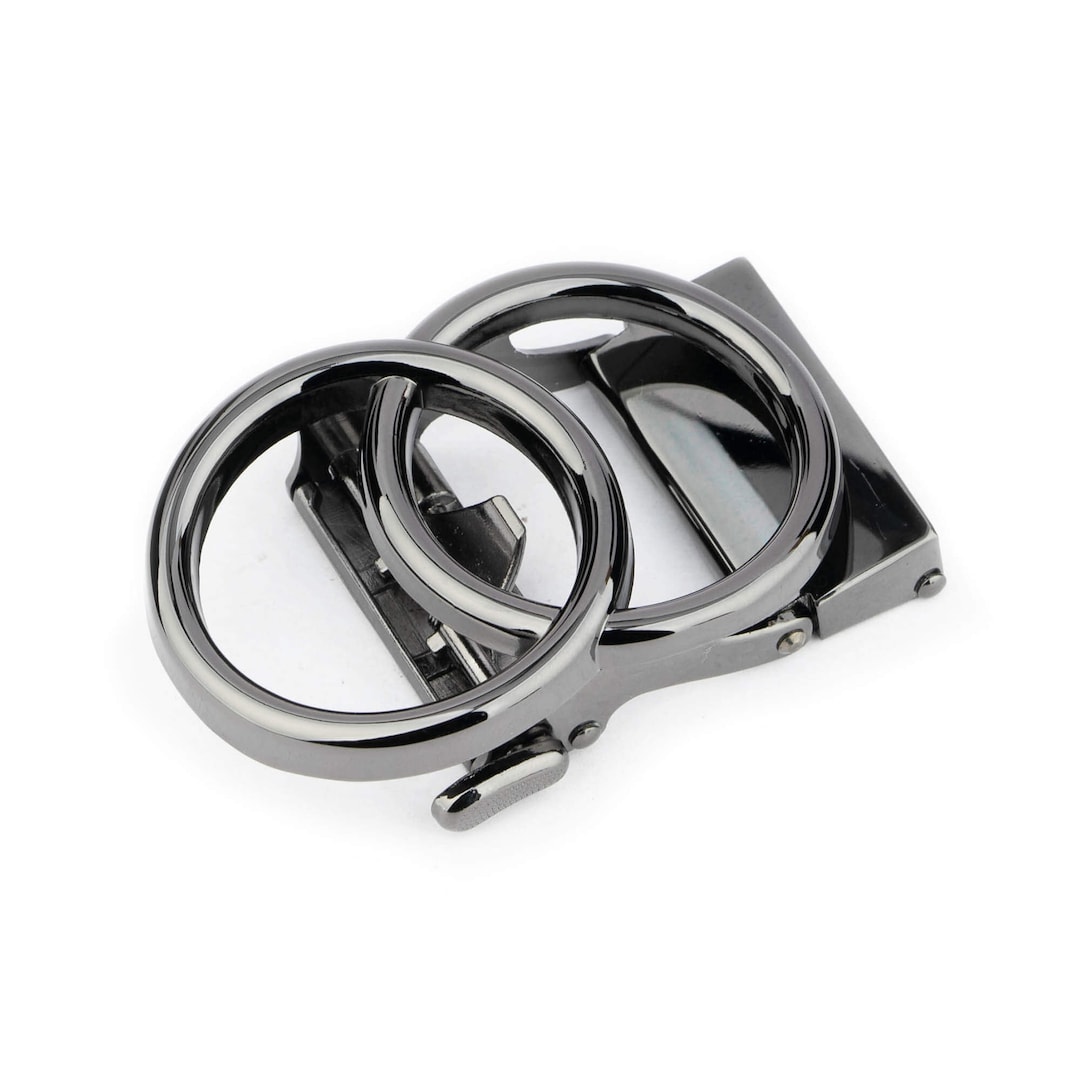 Ratchet Belt Buckle for Women Double Circle Ratcheting Buckle Grey