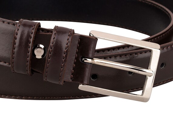 Dark Brown Leather Belt for Men Classic Slim Narrow Dress Cheap Mens Belts Cow Skin Silver Buckle Big and Tall Etsy Canada