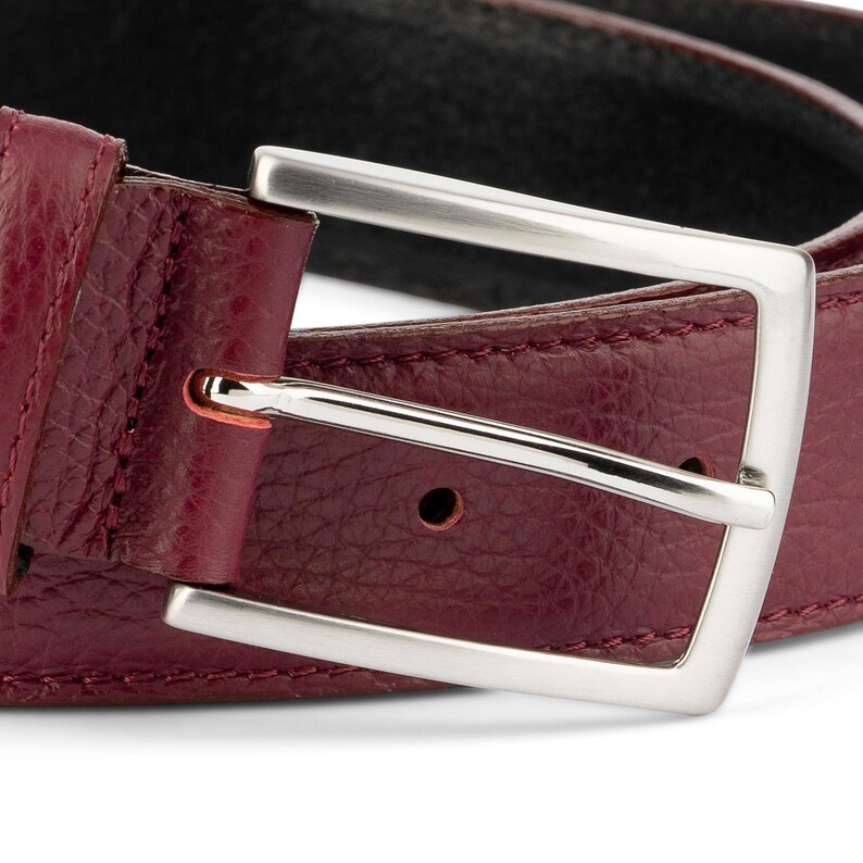 Burgundy belt mens Genuine leather Mens belts with buckle Etsy