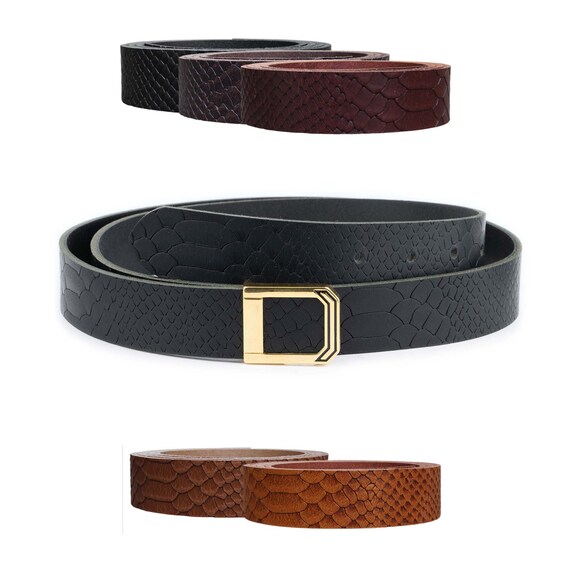 Gold Buckle Belt for Men Snake Print Mens Dress Belt Black Brown Chestnut  Tan Golden Buckle Designer 3.0 Cm - Etsy